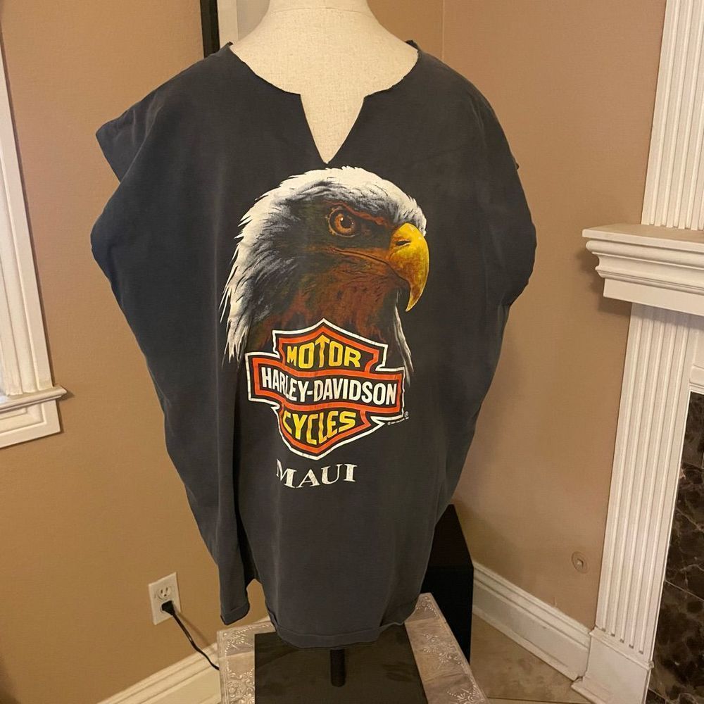 Vintage single stitch eagle Maui Harley Davidson 2x cut off shirt 1991